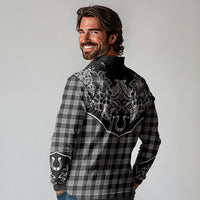 Hawai'i Paniolo Motif Black Long Sleeve Polo Shirt Floral Palaka Print LT7 - Polynesian Pride
