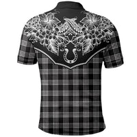Hawai'i Paniolo Motif Black Polo Shirt Floral Palaka Print LT7 - Polynesian Pride