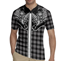 Hawai'i Paniolo Motif Black Rugby Jersey Floral Palaka Print LT7 - Polynesian Pride