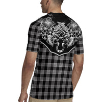 Hawai'i Paniolo Motif Black Rugby Jersey Floral Palaka Print LT7 - Polynesian Pride