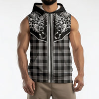 Hawai'i Paniolo Motif Black Sleeveless Zip Hoodie Floral Palaka Print LT7 - Polynesian Pride
