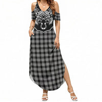 Hawai'i Paniolo Motif Black Summer Maxi Dress Floral Palaka Print LT7 Women Black - Polynesian Pride