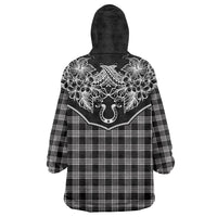 Hawai'i Paniolo Motif Black Wearable Blanket Hoodie Floral Palaka Print LT7 - Polynesian Pride