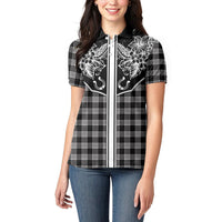 Hawai'i Paniolo Motif Black Women Polo Shirt Floral Palaka Print LT7 - Polynesian Pride