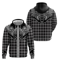 Hawai'i Paniolo Motif Black Zip Hoodie Floral Palaka Print LT7 - Polynesian Pride