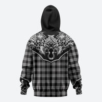 Hawai'i Paniolo Motif Black Zip Hoodie Floral Palaka Print LT7 - Polynesian Pride