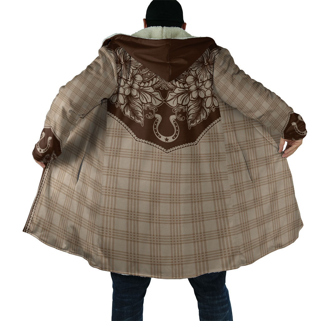 Hawai'i Paniolo Motif Leather Brown Cloak Floral Palaka Print LT7 - Polynesian Pride