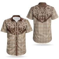 Hawai'i Paniolo Motif Leather Brown Couples Matching Tank Maxi Dress and Hawaiian Shirt Floral Palaka Print LT7 - Polynesian Pride