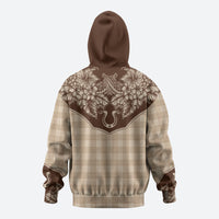 Hawai'i Paniolo Motif Leather Brown Hoodie Floral Palaka Print LT7 - Polynesian Pride