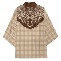 Hawai'i Paniolo Motif Leather Brown Kimono Floral Palaka Print LT7 - Polynesian Pride