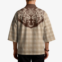 Hawai'i Paniolo Motif Leather Brown Kimono Floral Palaka Print LT7 - Polynesian Pride