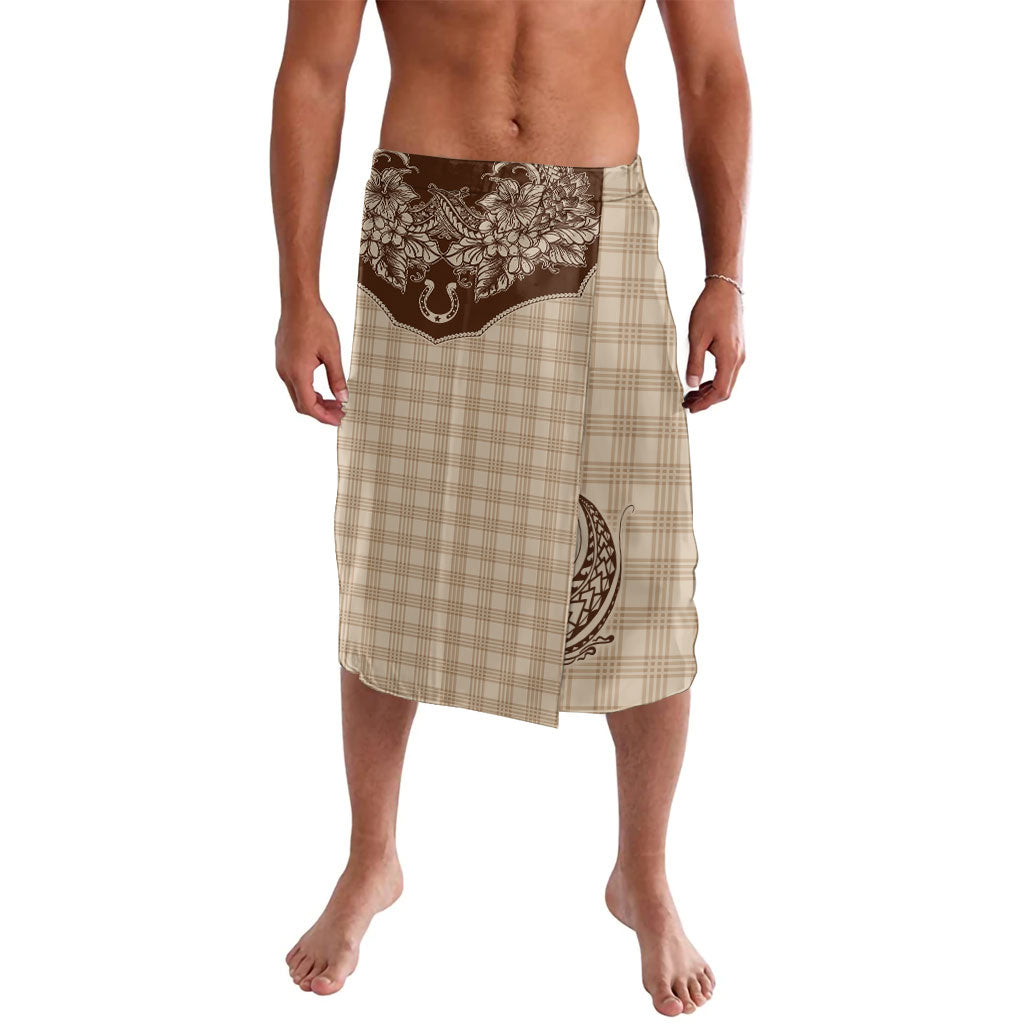 Hawai'i Paniolo Motif Leather Brown Lavalava Floral Palaka Print LT7 Brown - Polynesian Pride