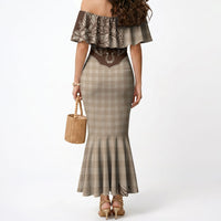 Hawai'i Paniolo Motif Leather Brown Mermaid Dress Floral Palaka Print LT7 - Polynesian Pride