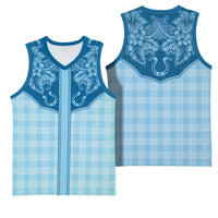 Hawai'i Paniolo Motif Deep Blue Basketball Jersey Floral Palaka Print LT7 - Polynesian Pride