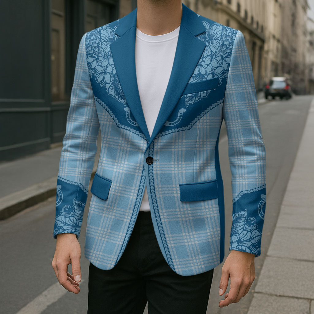 Hawai'i Paniolo Motif Deep Blue Blazer Floral Palaka Print LT7 - Polynesian Pride