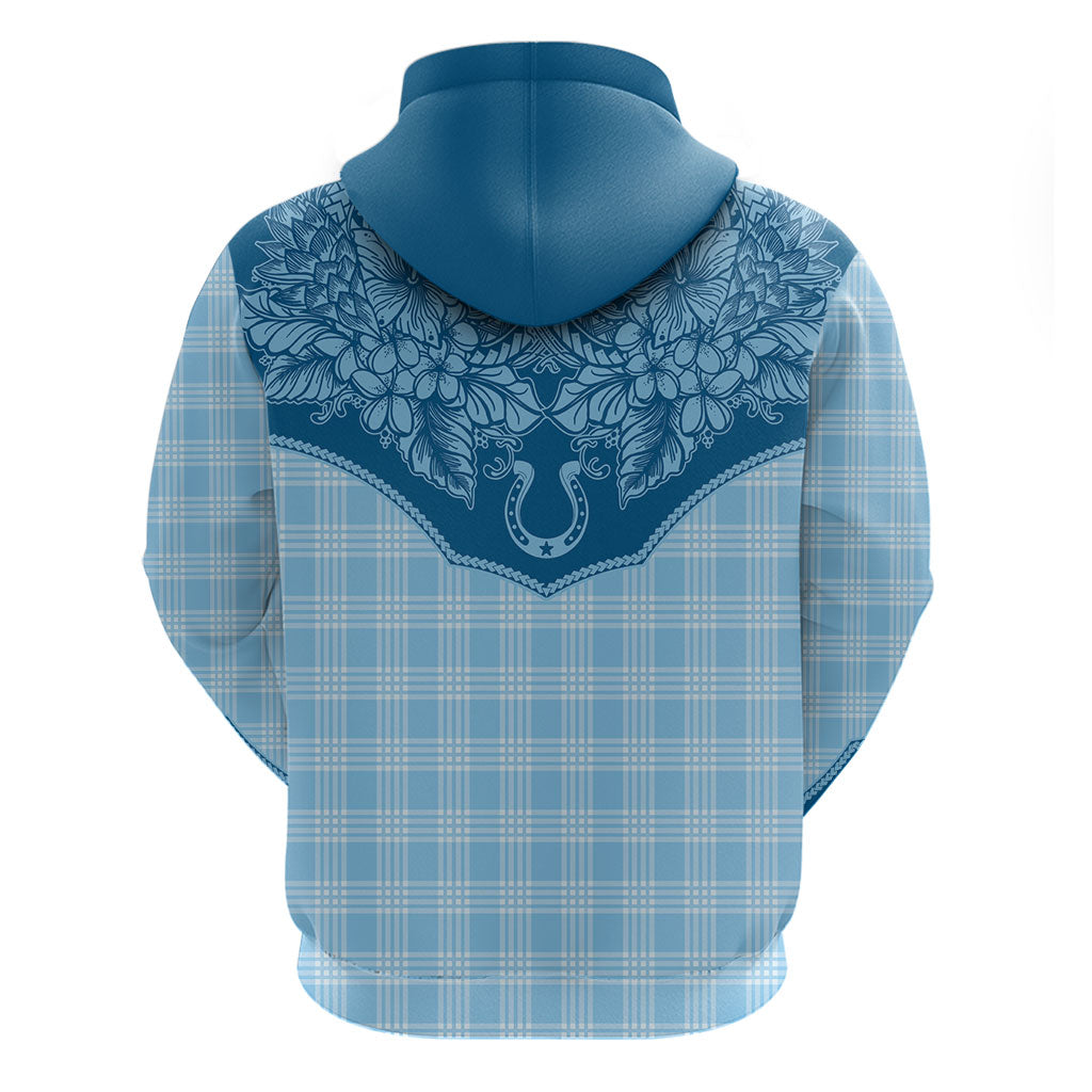 Hawai'i Paniolo Motif Deep Blue Hoodie Floral Palaka Print LT7 - Polynesian Pride