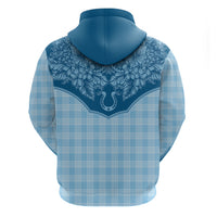Hawai'i Paniolo Motif Deep Blue Hoodie Floral Palaka Print LT7 - Polynesian Pride