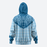 Hawai'i Paniolo Motif Deep Blue Hoodie Floral Palaka Print LT7 - Polynesian Pride