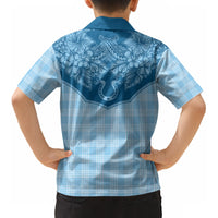 Hawai'i Paniolo Motif Deep Blue Kid Hawaiian Shirt Floral Palaka Print LT7 - Polynesian Pride