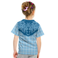 Hawai'i Paniolo Motif Deep Blue Kid T Shirt Floral Palaka Print LT7 - Polynesian Pride