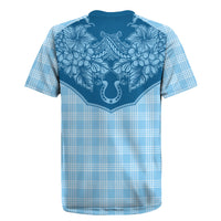 Hawai'i Paniolo Motif Deep Blue Rugby Jersey Floral Palaka Print LT7 - Polynesian Pride