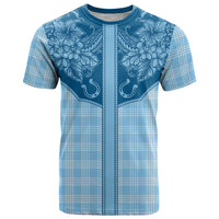 Hawai'i Paniolo Motif Deep Blue T Shirt Floral Palaka Print LT7 Navy Blue - Polynesian Pride