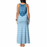 Hawai'i Paniolo Motif Deep Blue Tank Maxi Dress Floral Palaka Print LT7 - Polynesian Pride