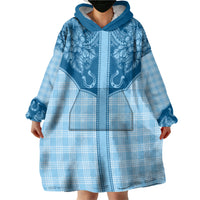 Hawai'i Paniolo Motif Deep Blue Wearable Blanket Hoodie Floral Palaka Print LT7 - Polynesian Pride