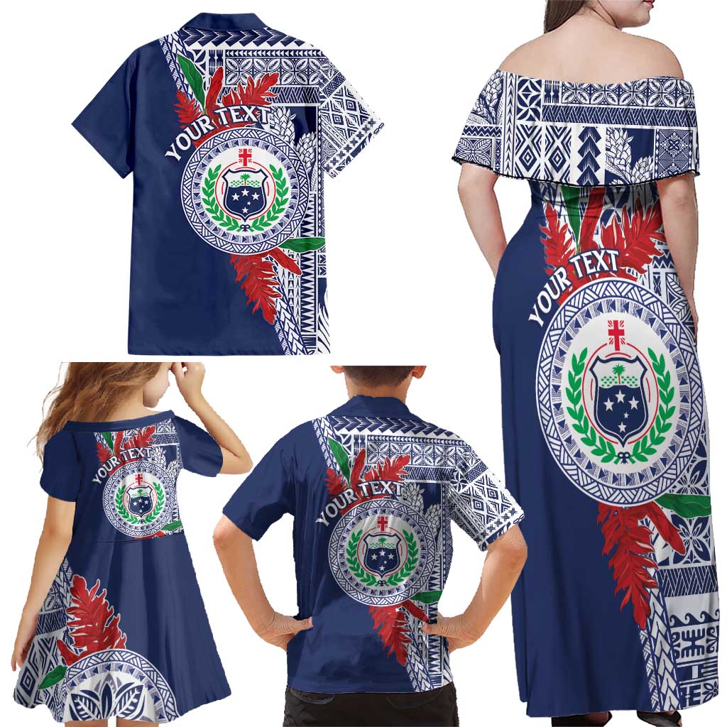 Samoa Rugby Personalized Family Matching Off Shoulder Maxi Dress and Hawaiian Shirt Toa Samoa Myriad Siapo