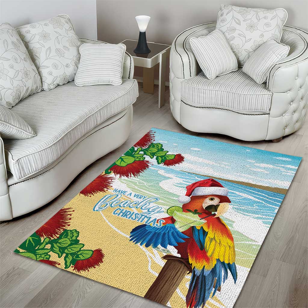 Have A Very Beach Christmas Area Rug Parrot By Lehua Flower - Polynesian Pride