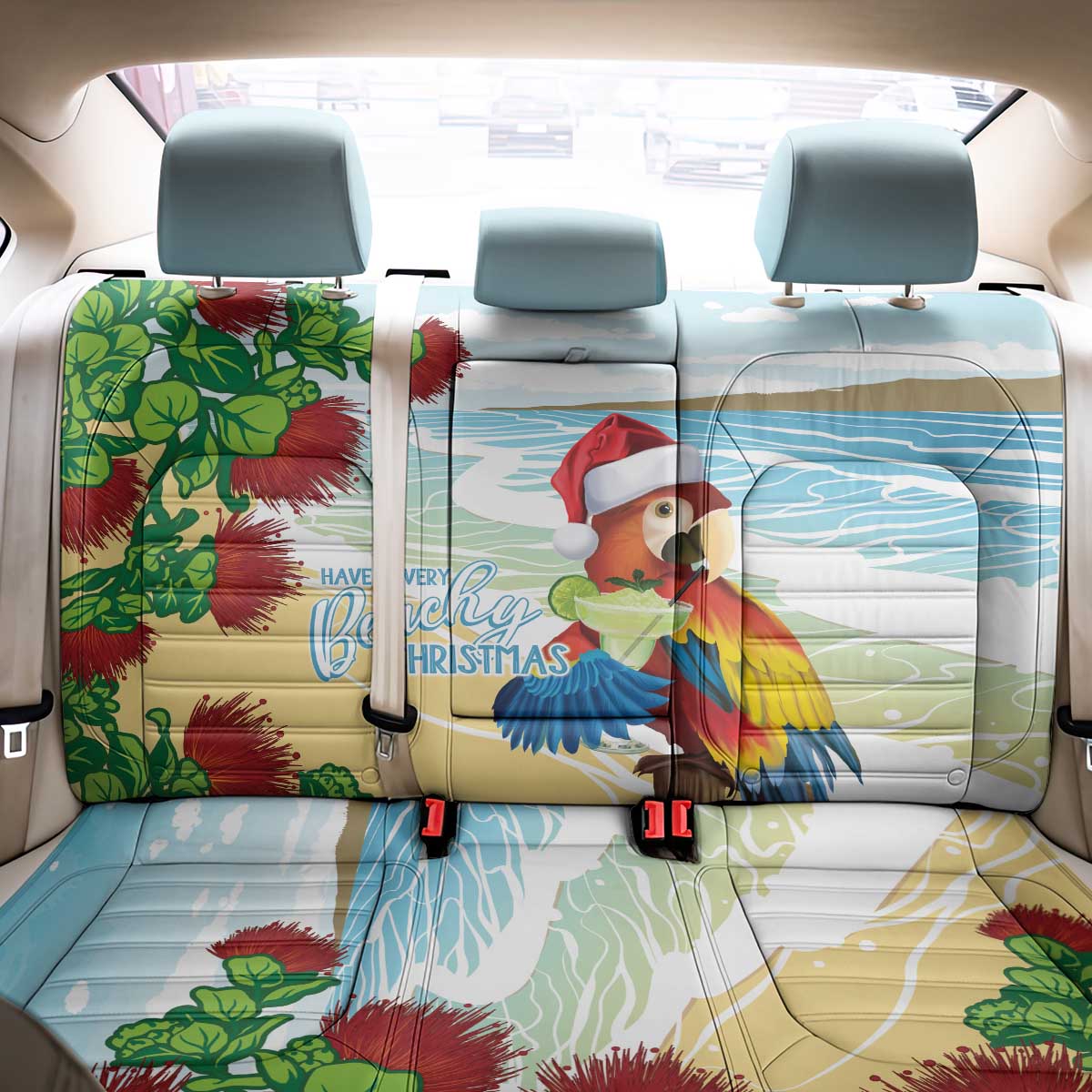 Have A Very Beach Christmas Back Car Seat Cover Parrot By Lehua Flower - Polynesian Pride