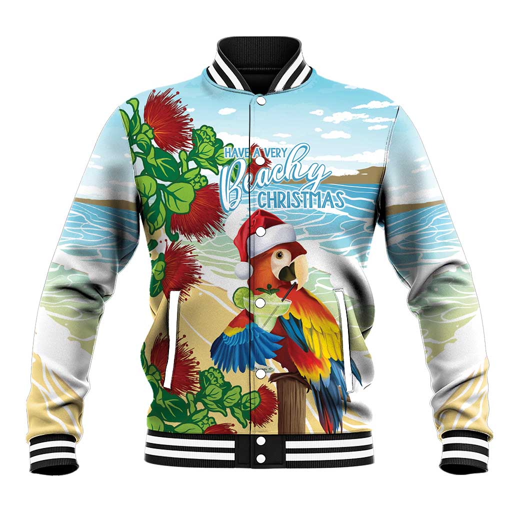 Have A Very Beach Christmas Baseball Jacket Parrot By Lehua Flower LT7 Unisex Art - Polynesian Pride