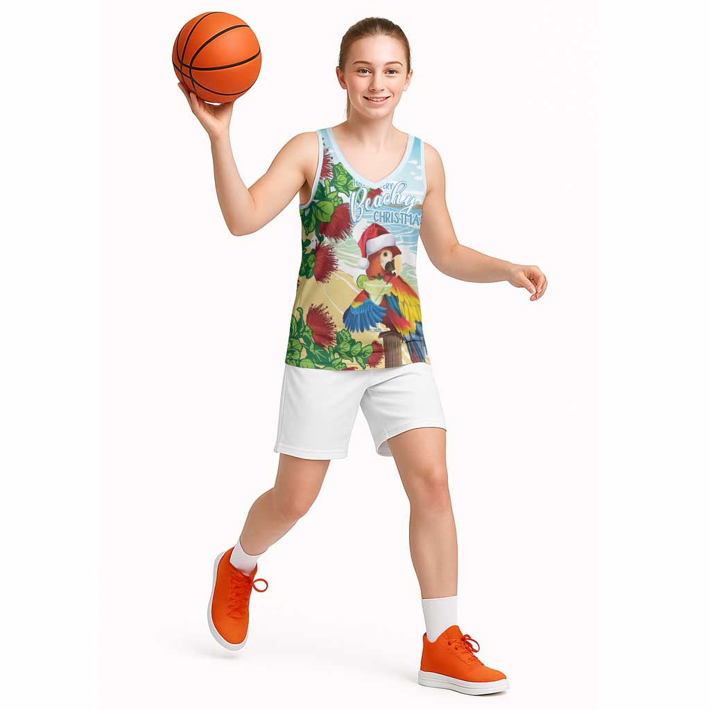 Have A Very Beach Christmas Basketball Jersey Parrot By Lehua Flower LT7 - Polynesian Pride