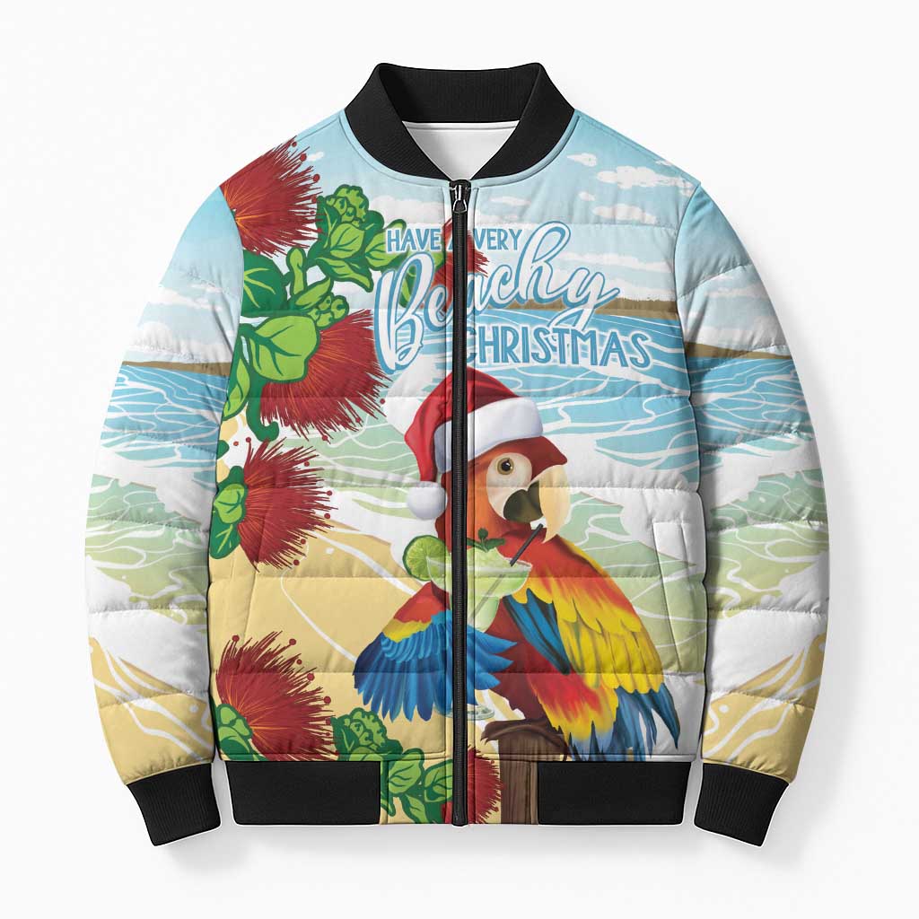 Have A Very Beach Christmas Bomber Puffer Jacket Parrot By Lehua Flower LT7 Unisex Art - Polynesian Pride