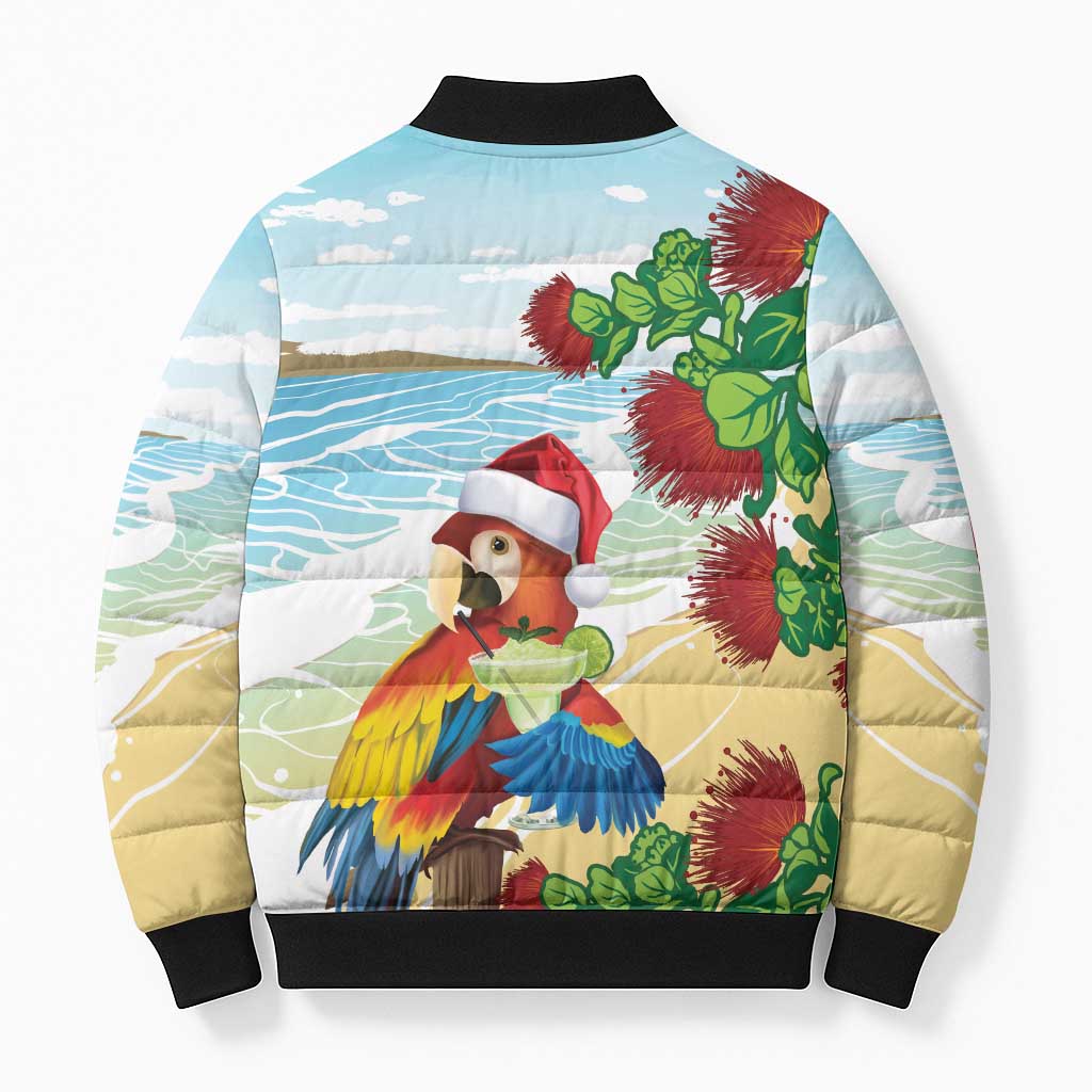 Have A Very Beach Christmas Bomber Puffer Jacket Parrot By Lehua Flower LT7 - Polynesian Pride
