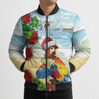 Have A Very Beach Christmas Bomber Puffer Jacket Parrot By Lehua Flower LT7 - Polynesian Pride
