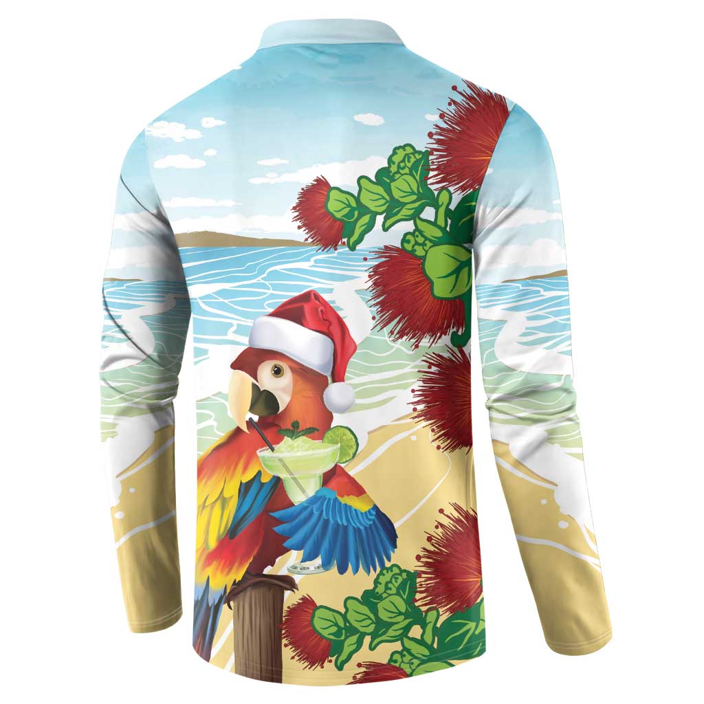 Have A Very Beach Christmas Button Sweatshirt Parrot By Lehua Flower LT7 - Polynesian Pride