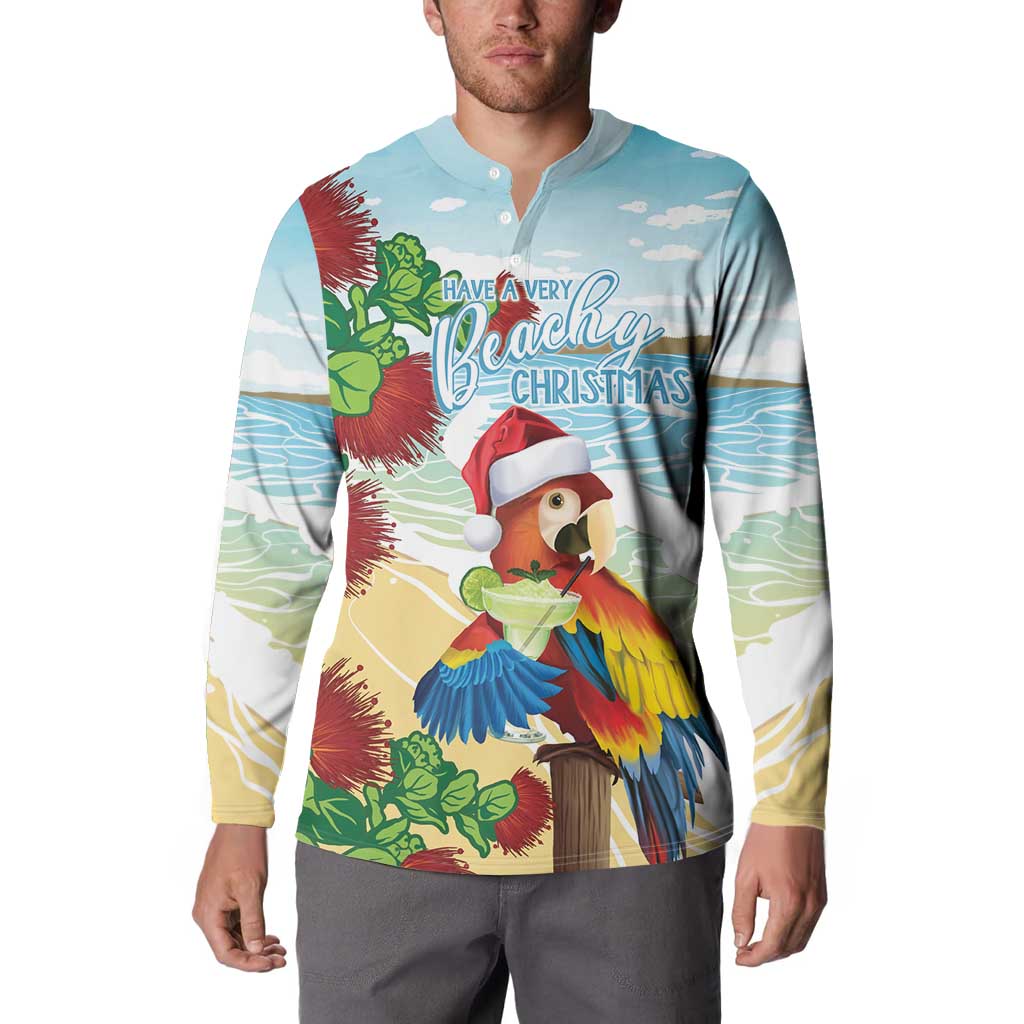 Have A Very Beach Christmas Button Sweatshirt Parrot By Lehua Flower LT7 - Polynesian Pride