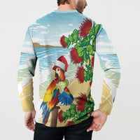 Have A Very Beach Christmas Button Sweatshirt Parrot By Lehua Flower LT7 - Polynesian Pride