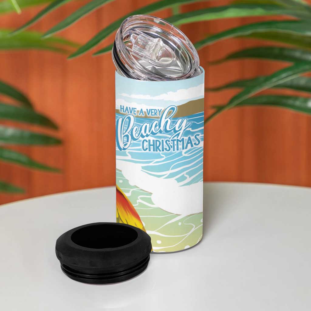 Have A Very Beach Christmas 4 in 1 Can Cooler Tumbler Parrot By Lehua Flower LT7 - Polynesian Pride