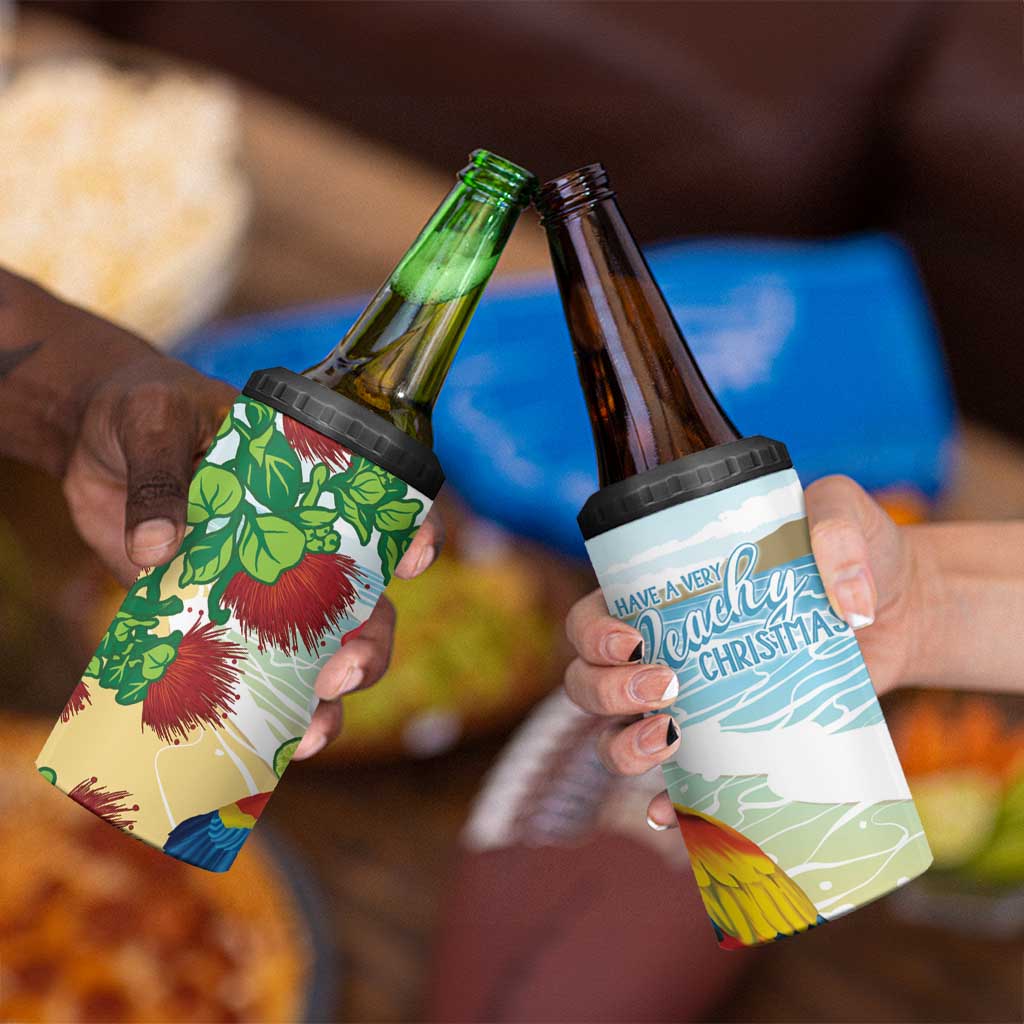Have A Very Beach Christmas 4 in 1 Can Cooler Tumbler Parrot By Lehua Flower LT7 - Polynesian Pride