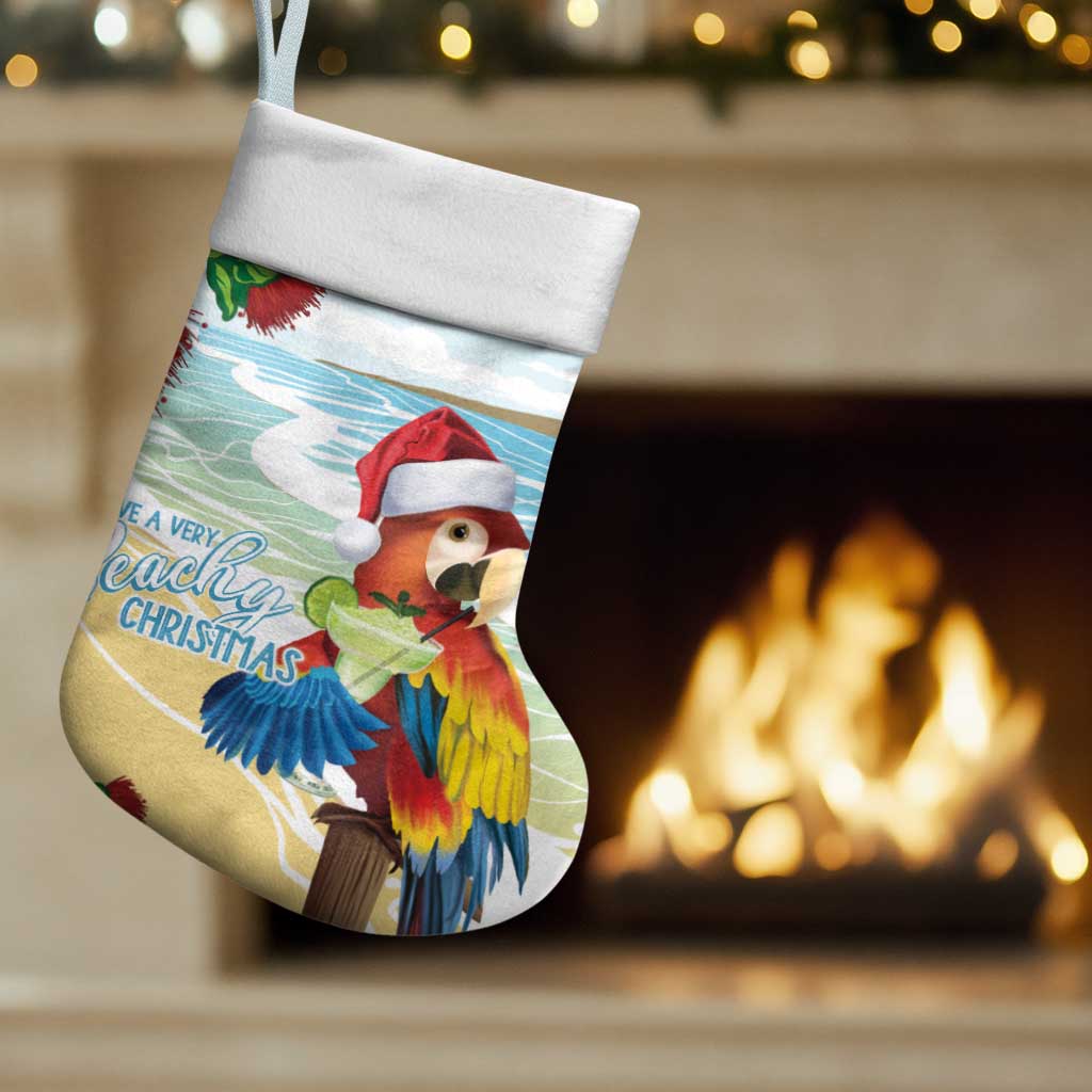 Have A Very Beach Christmas Stocking Parrot By Lehua Flower - Polynesian Pride