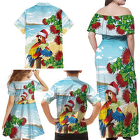 Have A Very Beach Christmas Family Matching Off Shoulder Maxi Dress and Hawaiian Shirt Parrot By Lehua Flower - Polynesian Pride
