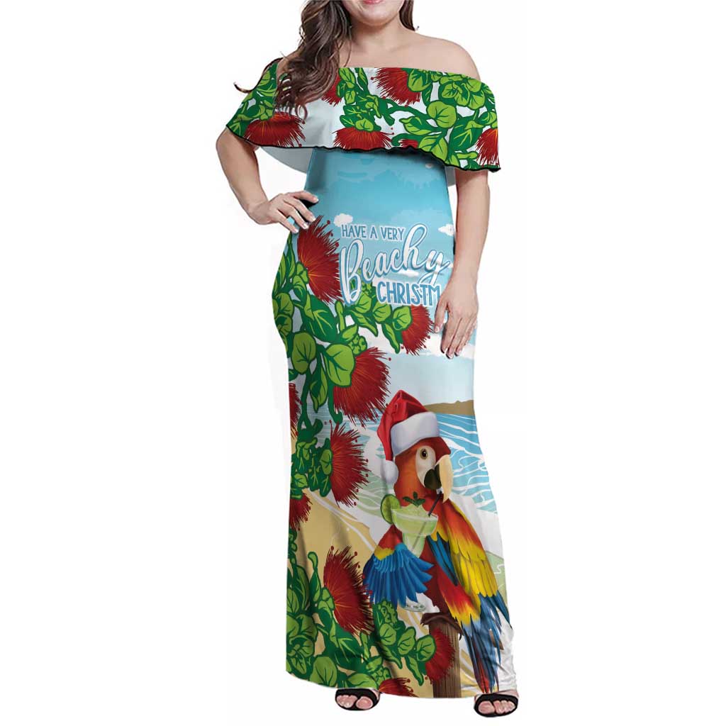 Have A Very Beach Christmas Family Matching Off Shoulder Maxi Dress and Hawaiian Shirt Parrot By Lehua Flower - Polynesian Pride