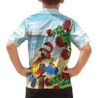 Have A Very Beach Christmas Family Matching Short Sleeve Bodycon Dress and Hawaiian Shirt Parrot By Lehua Flower - Polynesian Pride