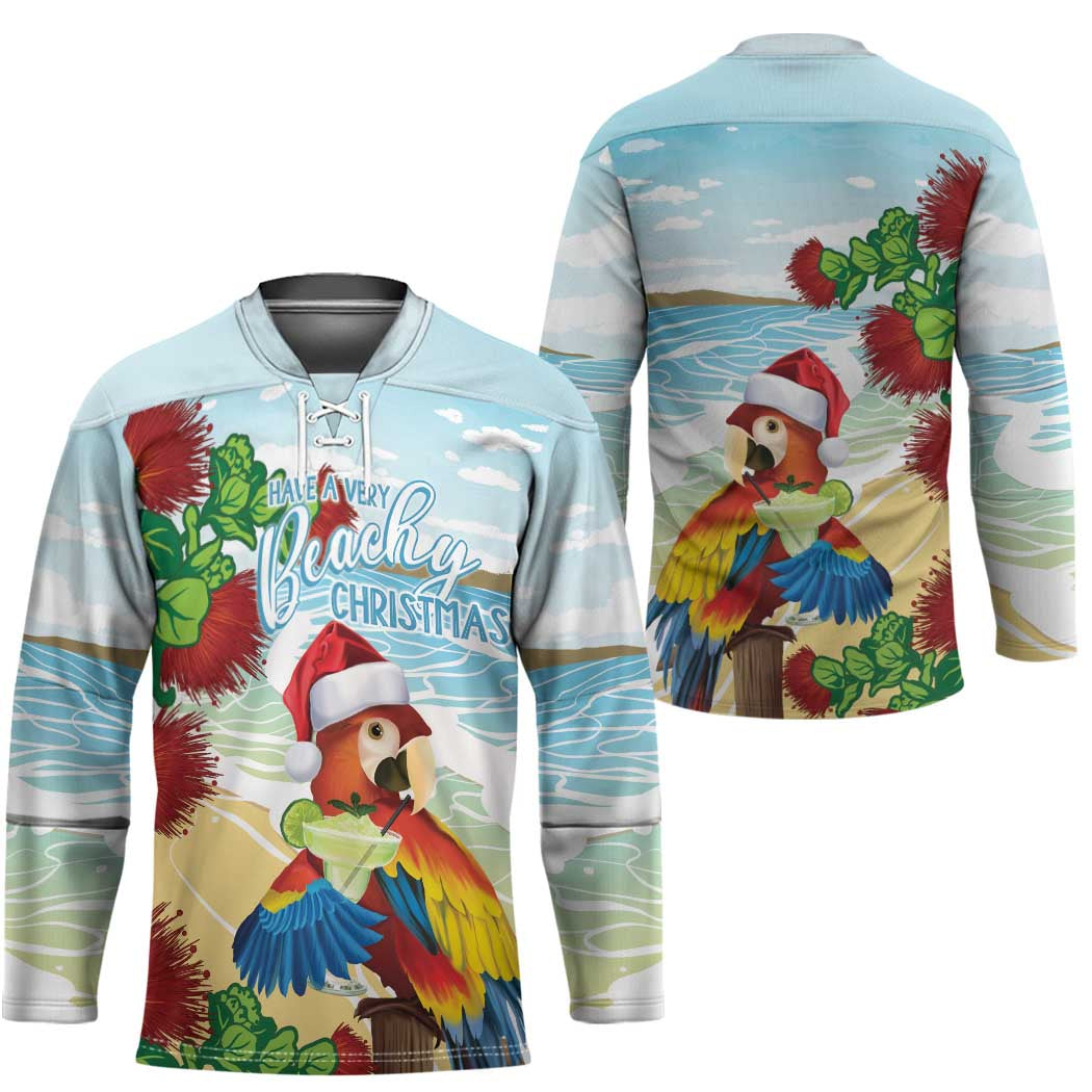 Have A Very Beach Christmas Hockey Jersey Parrot By Lehua Flower LT7 - Polynesian Pride