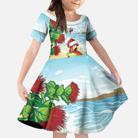 Have A Very Beach Christmas Kid Short Sleeve Dress Parrot By Lehua Flower - Polynesian Pride