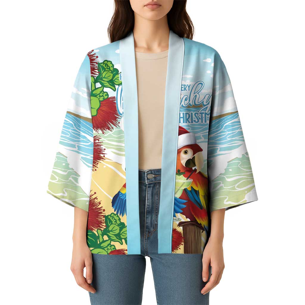 Have A Very Beach Christmas Kimono Parrot By Lehua Flower - Polynesian Pride