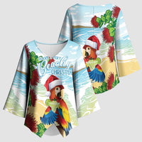Have A Very Beach Christmas Kimono Sleeve Blouse Parrot By Lehua Flower LT7 - Polynesian Pride