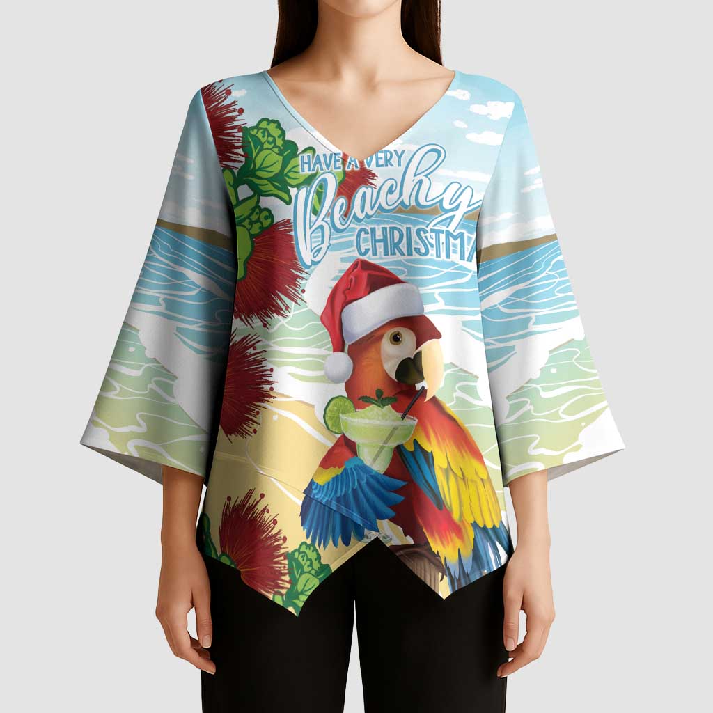 Have A Very Beach Christmas Kimono Sleeve Blouse Parrot By Lehua Flower LT7 - Polynesian Pride